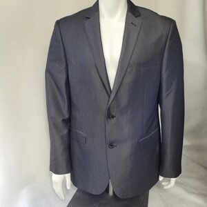 Perry Ellis Portfolio Slim Fit Gray Blazer Jacket‎ Mens 44L Sport Coat Stretch